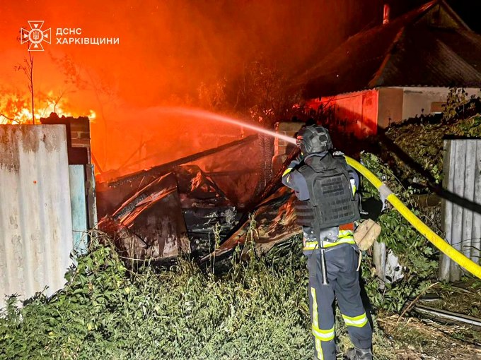 пожежі на Харківщині внаслідок нічної атаки дронів